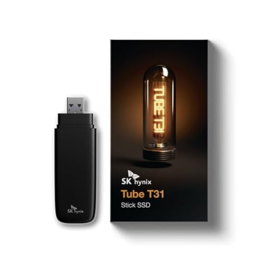 SK hynix Tube T31 1TB Stick Type SSD with DRAM | up to 1000MB/s | 10 Gbps | USB-A 3.2 Gen2 | External Solid State Flash Drive Compatible with PS4, PS5, Xbox, Window PC & Mac