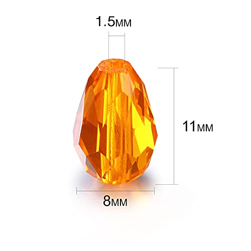 Image of 450 Pcs Teardrop Glass Beads, Bicone Crystal Beads 8x11 mm Vertical Hole Shape Crystal Spacer Beads for Jewelry Making DIY Bracelet Necklace Sewing Crafts Decoration