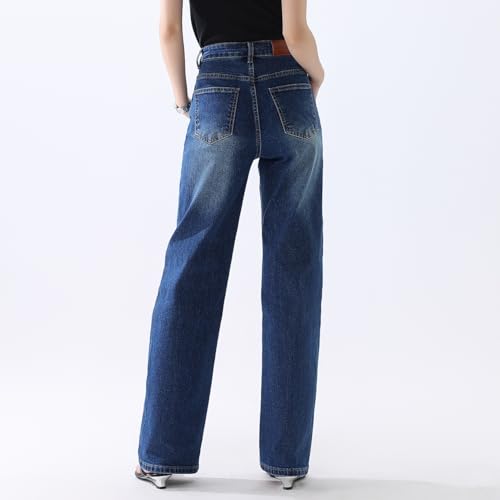 High Waisted Jeans for Women Straight Leg Stretchy Trendy Baggy Casual Lady Basic Wide Leg Denim Pants4
