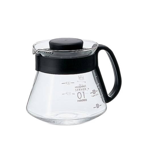 HARIO (ハリオ) V60 Microwave Server 360ml for 1-3 Cups, Black, Coffee Server Heat-resistant Glass, Made in Japan XVD-36B