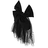 DECHOUS Kurz Schwarzer Mehrlagiger Brautschleier mit Eleganter Schleife Haarschmuck für Bräute Hochzeits Junggesellinnenabschied accessoire Stilvoll und Bequem