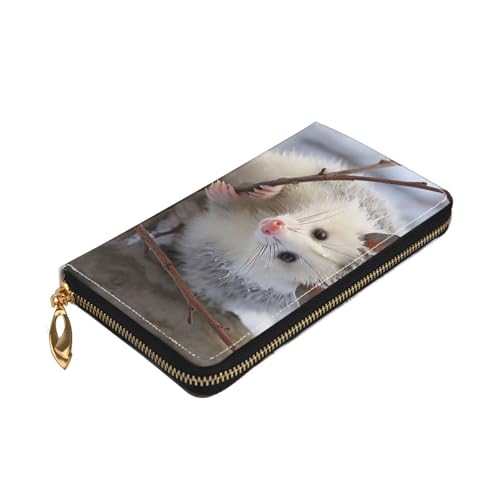 Opossum In Snow Women's Wallet Large Capacity Credit Card Holder Zip Phone Clutch Ladies Travel Purse3