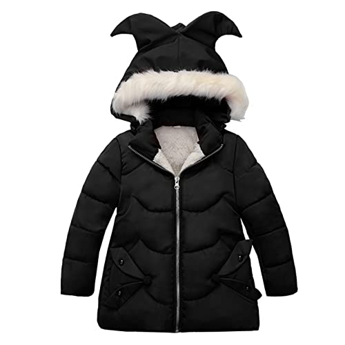 Puffer Coat for Toddler Girls Long Sleeve Detachable Hooded Jacket Winter Thick Fleece Windproof Outwear