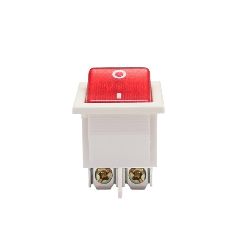 KLVN 22x28mm White Body on Off 16A/250V 4 Screw pin DPST T85 Auto Boat Marine Toggle Rocker Switch with LED 220V