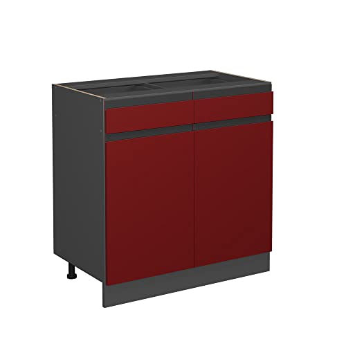 Vicco Meuble Cuisine R-Line, Rouge, 80cm J-Shape, sans PT, pour Une Combinaison Libre au Sein de systèmes de Cuisine modulaires