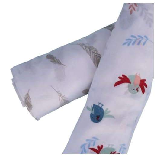 FawnFeel Swaddle for Newborn Baby, Infants I 100% Bamboo Fabric I Breathable, Soft & Lightweight I Multipurpose: Blanket, Nursing Cover I Chirpy Bird + Feather Print I Size 120x120cm | (Pack of 2)