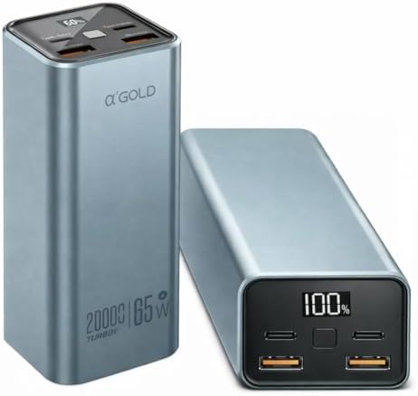 Power Bank 20000mAh 65W Turbo A'Gold BTE-92 com 4 Saídas, Visor D...