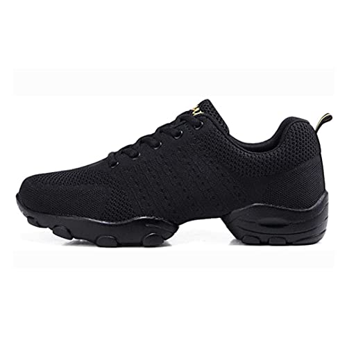 NFSQYDT - Chaussure De Jazz pour Hommes, Respirantes Chaussures De Danse De Salle De Bal en Cuir, Black Noir, 44 EU