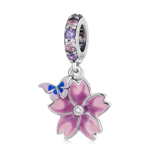Abalorio de pascua en plata esterlina con conejito espaciador flor para pulsera