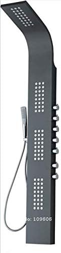 GOWE black titanized aluminum-alloy massage shower panel with built in top shower back massage jets hand shower