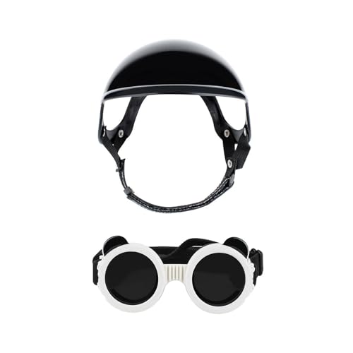 Casco de motociclismo para gatos y gafas protectoras acolchadas 2