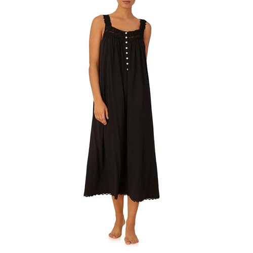 Eileen West Queen Anne's Lace Villa Blanca Knit Tank Ballet Nightgown for Women, 100% Cotton Sheer Jersey, 50
