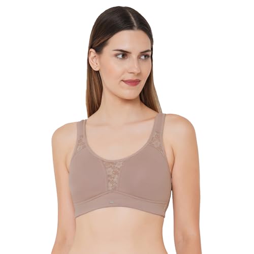 Image of SOIE Women's Full Coverage Minimizer Bra|Non Wired, Non Padded, Triple Layered Cups|Breathable Stretch Cotton with Lace & U-Back Support