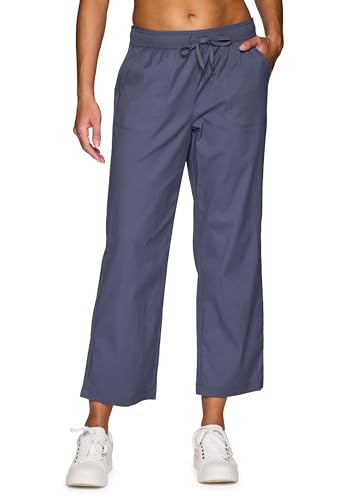 RBX Woven Ankle Pant for Women, Lightweight Quick Drying Relaxed Shadow Stripe Ankle Length Casual Pants, with Plus Sizes