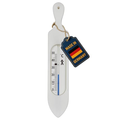TFA Dostmann Analoges Badethermometer 14.3018.02 BPA-frei mit natürlicher Messflüssigkeit weiß L37 x B11 x H195 mm