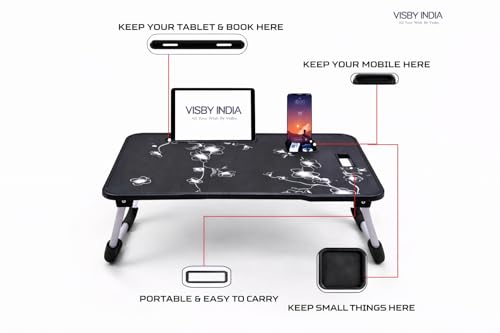 Image of Study Table Bed Table Premium Laptop Table /Foldable and Portable Wooden /Writing Desk for Office /Home /School (US Flower)