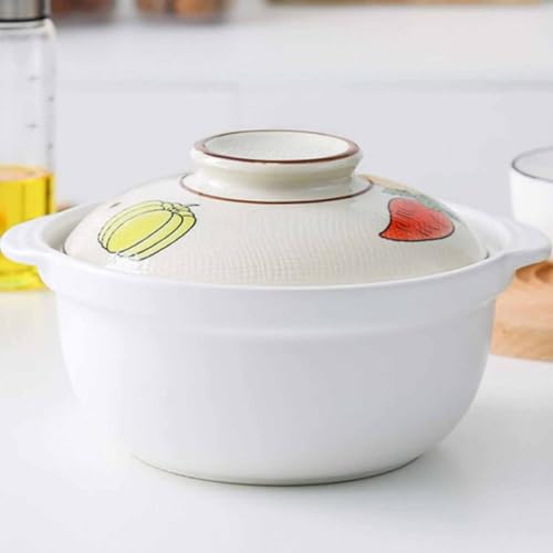 Cazuela con Tapa Ollas De Barro - Olla De Estofado De Cerámica De Estilo Japonés Cocina De Gas para El Hogar Olla De Sopa Olla De Gachas,1.3L