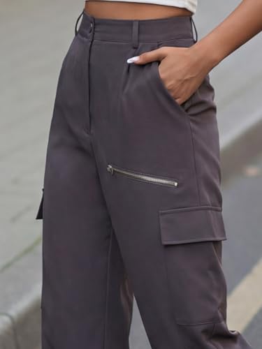 Image of GRECIILOOKS Cargo Pants For Woman | Trousers For Womans |High Waist Trouser for Women - Flared Parachute Pants with Side Pockets |Womens Cargo Pant | Elegant for College & Events (Available in Plus Size)