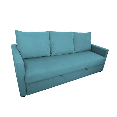 MUEBLIX.COM | Sofa Cama Gonzalo 3 Plazas | Sillón Confortable | Asientos de Espuma de Alta Densidad | Diseño Color Turquesa