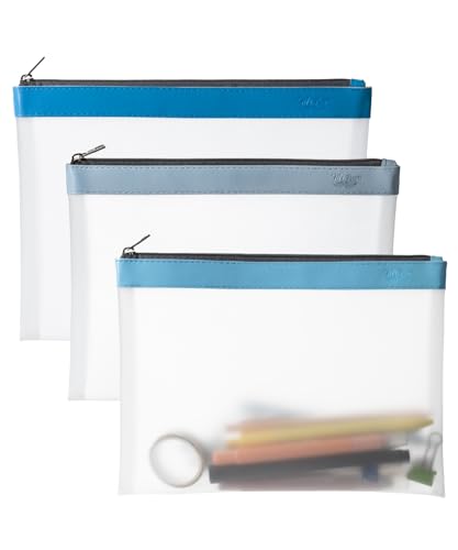 Image of Mr. Pen- Clear Pencil Pouch, 9 inch x 6.88 inch, 3 Pack, Durable TPU Material | Large Water-Resistant Pencil Bags with Smooth Zipper, Multipurpose Clear Pouch for Stationery, School, Office