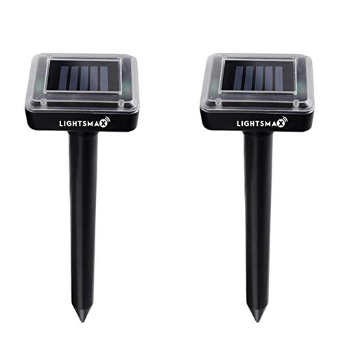 LIGHTSMAX Solar Mole Repellent 2 Pack, Ultrasonic Pest Control Rodent Repellent Ultrasonic...