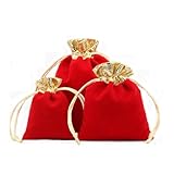 Snadulor 20 bolsas de terciopelo suave con cordón para joyas, bodas, regalos, bolsas de caramelo, regalos de fiesta, 3 x 4 pulgadas (rojo)