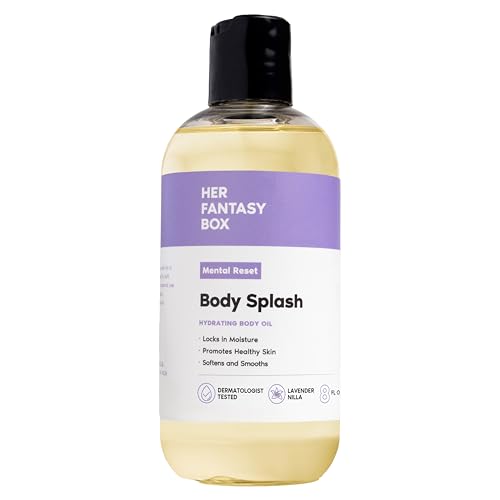 Her Fantasy Box | Body Splash Mental Reset Fragrance Oil Lavender Chamomile & Warm Vanilla Scent with Soft Amber & Musk Lightweight Hydrating Body Oil Vegan & Cruelty Free