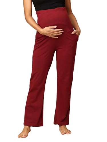 Image of The Mom Store Maternity Track Pants | for Pregnant Women with Ultimate Comfort | Prenatal Yoga Pants | Pre and Post Pregnancy