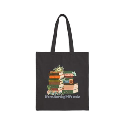 It’s Not Hoarding If It’s Books Tote Bag – 100% Cotton Canvas Book Lover Bag, Reusable Shopping Tote (Natural or Black)