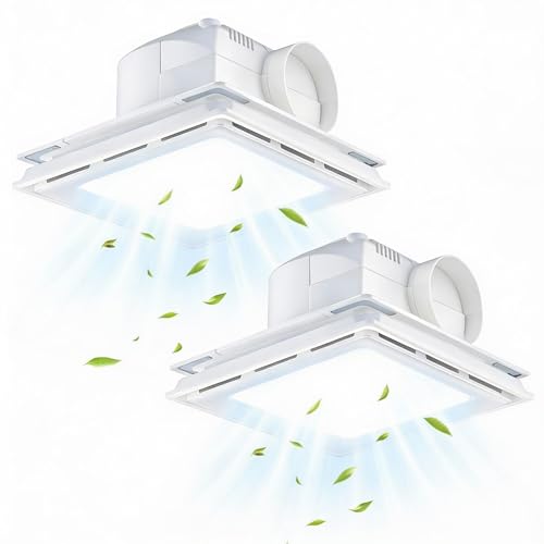 Nuanchu 2 Pack 12.2' Bathroom Exhaust Fan with Light, 110 CFM Quiet 1.0 Sone,...