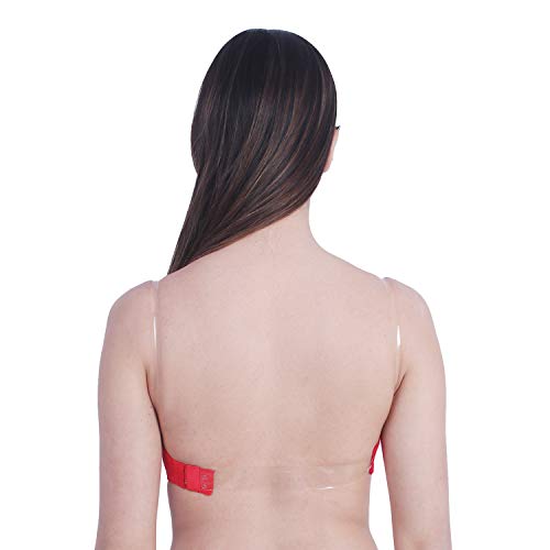 Image of Brachy Women Cotton Nylon Spandex Padded Underwire Strapless Backless Invisible Clear Transparent Back Push up Bra with (Free Extra Transparent Strap)