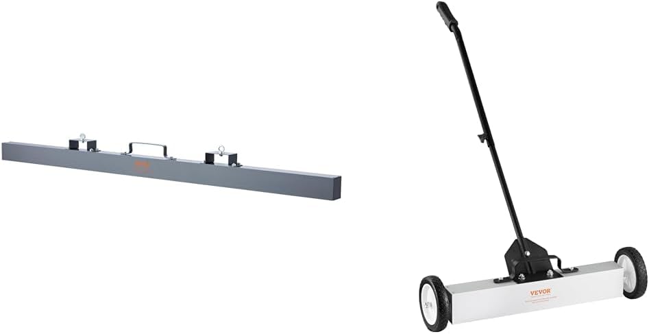 VEVOR 120lb Hanging & 50lb Rolling Magnetic Sweepers Nail Pickup Tool Kit with Wheels and Telescoping Handle for Construction Warehouse Floor Cleaning
