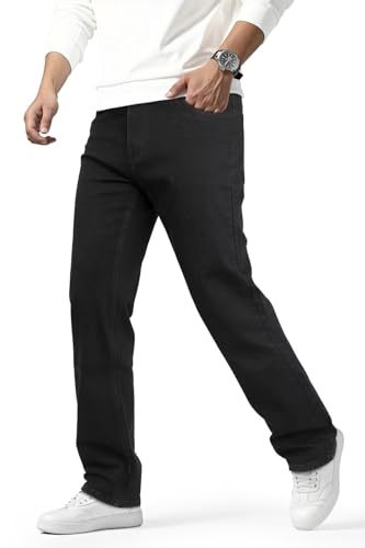 Heyfanee Mens Jeans Relaxed Fit Stretch Denim Jeans for Men Straight Leg Comfort