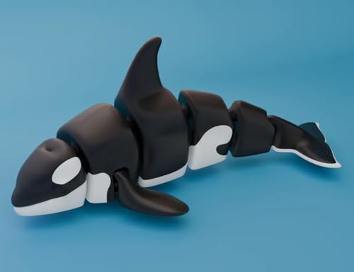 3D Printed Orca Whale Toy Durable Lightweight Ocean Animal Figure for Kids Learning Play Collectibles Home Décor Model Smooth Safe Edges Black and White Miniature Whale Figurine