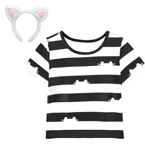 PixiePicks Girls Cat House TEE Shirt, Suitable for Christmas and Birthday Party- 130cm/5T-6T