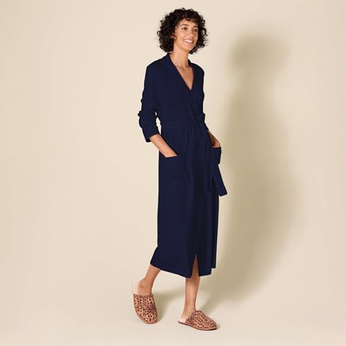 Amazon Essentials Women's Lightweight Waffle Full-Length Bath Robe (Available in Plus Size), Navy, X-Large by Amazon Essentials - Image 3