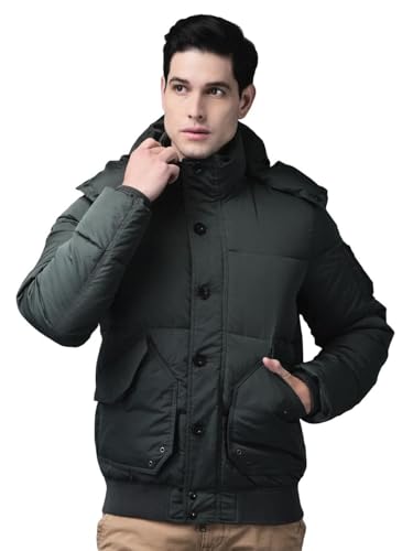 Image of Woodland Men's Olive Green Hooded Quilted Winter | Lightweight & Stylish