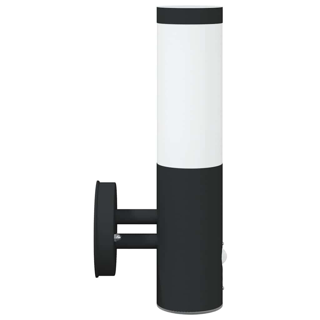 Zewnętrzna lampa ścienna 2 szt. czarna stal nierdzewna 15 x 7,5 x 33 cm