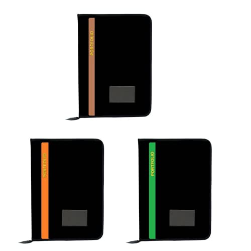 Aahum Sales File Folder Leatherette Material Professional File Folders for Certificates, Documents Holder, Card Holder with 20 Leafs (Size-B4, File Folder (Multi – Color LINE) (Brown/Orange/Green)