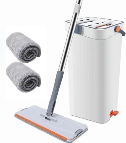 Mop and Bucket Set with Wringer with 2 Microfiber Pads,
