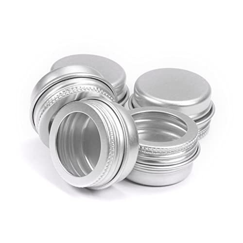 Image of Othmro 12Pcs 0.2oz Metal Round Tins Aluminum Tin Cans Jar Refillable Containers 5ml Tin Cans Tin Bottles Containers with Screw Lid for Salve Spices Lip Balm Tea Candies Silver 1.02x0.59in