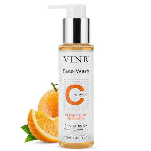 Image of VINR 5% VITAMIN C + E Super Bright Gel Face Wash For Glowing And Brightening Skin | Grapeseed Extract | All Skin Types| Combination of Hyaluronic & Vitamin B3 | Face Wash for Women & Men |100 Ml
