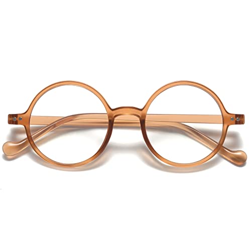 VEVESMUNDO Blue Light Blocking Reading Glasses Round Retro Vintage Readers Glasses for Women Men (1 Pcs Brown Reading Glasses, +1.5)