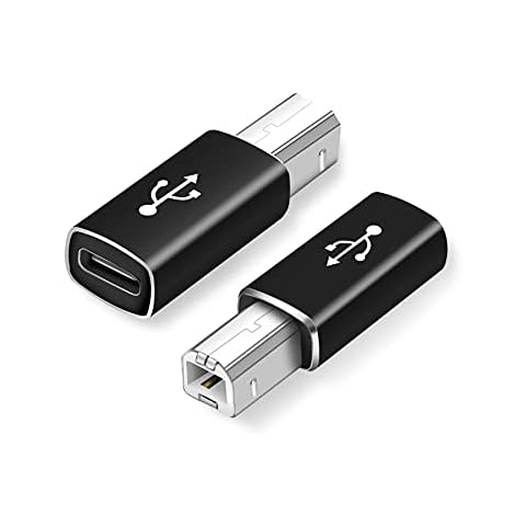 EBEETECH 2pcs USB C to Printer Adapters, USB C to USB B Adapters Compatible with DIMI, Google Chromebook Pixel, Electric Piano, HP Canon Printers, Synthesizer and More Type-C DevicesLaptops(Black) Cover