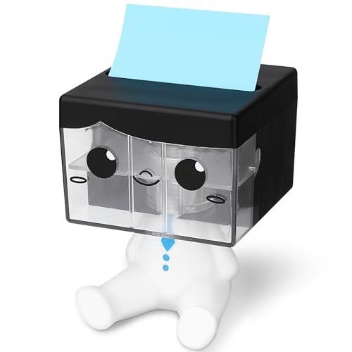 Dormercy Idea Boy Distributeur de notes autocollantes pour bureau, école, fournitures de bureau mignonnes, 7,6 x 7,6 cm, design magnétique, blanc, 1 pièce