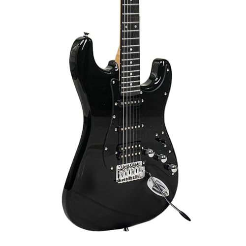 Image of Kadence EGBLK Astroman 39 inch Electric Guitar | SG Style | Solid Paulownia Wood | S S H Pickup Setup | Gig Bag + Cable | Black