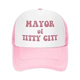 Generic Mayor of Titty City Trucker Hats for Women Pink Men Funny Dirty Trucker Hat for Women Men