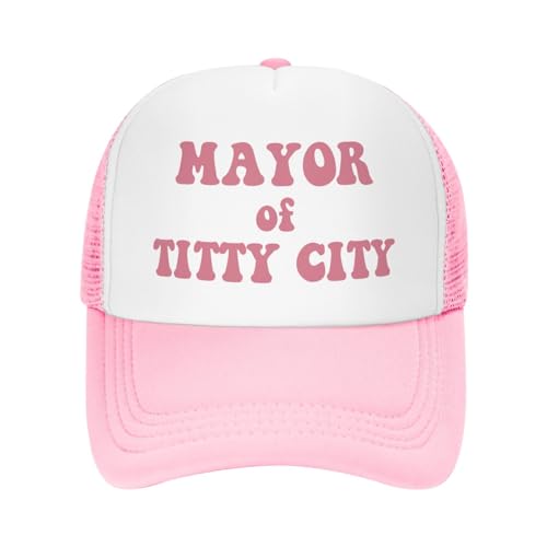 Image of You Find It Offensive? I Find It Funny Trucker Hats for Women Pink Men Funny Slogan Pink Hats for Men