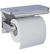 YUET Self Adhesive Toilet Paper Holder with Phone Shelf SUS304 Stainless Steel Wall Mounted Toile...