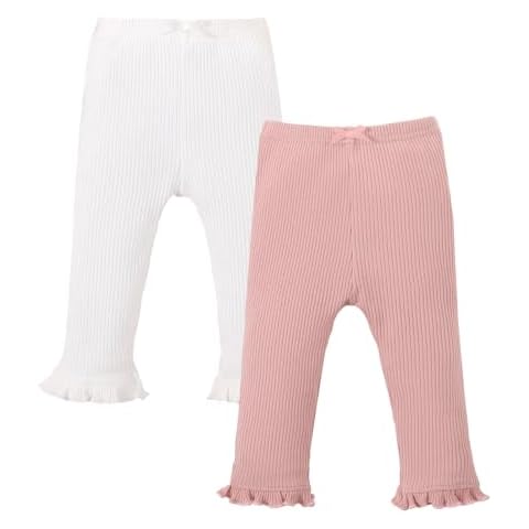 SOBOWO Ribbed Baby Girl Pants 2 Pack Cover